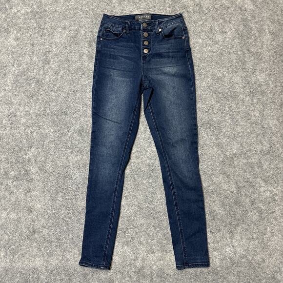 HARPER Women's Skinny Button Fly Jeans Size 25 Blue Dark Wash Denim - Picture 1 of 8